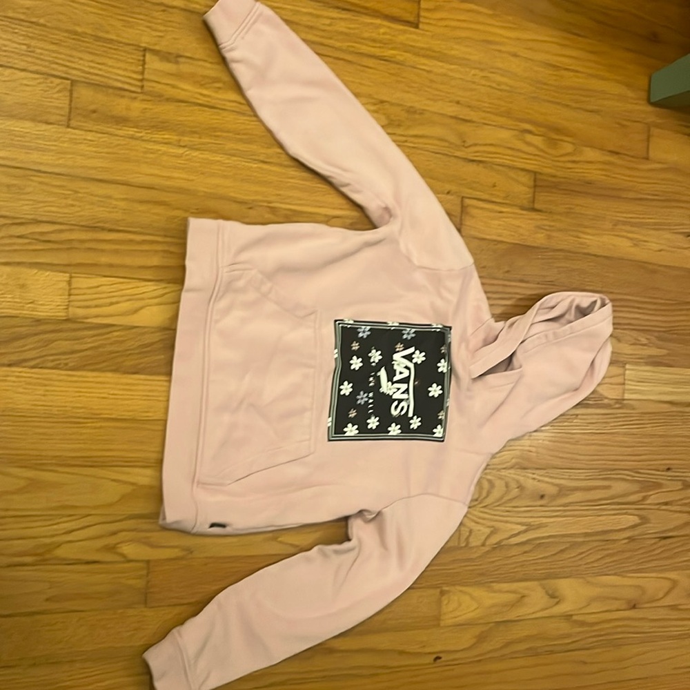 Vans light pink sweatshirt with daisies on the front